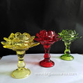 Glass Pillar Lotus Candle Holder